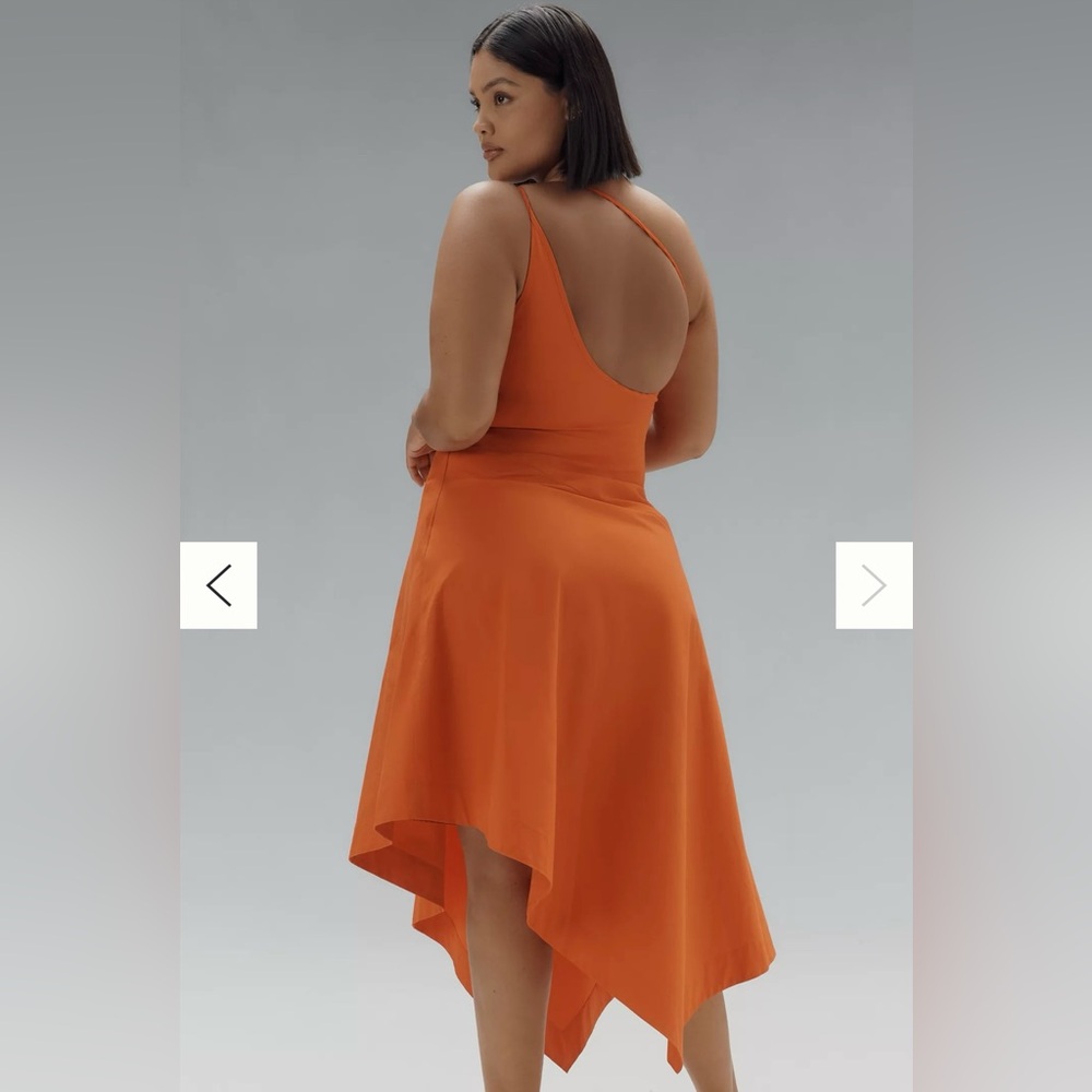 Yukiko Noritake x Anthropologie Asymmetric Floral Midi Dress in Orange - Picture 2 of 6